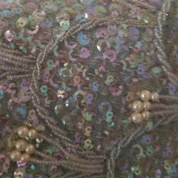 vintage iridescent sequined & wool sleeveless top - Picture 3 of 3
